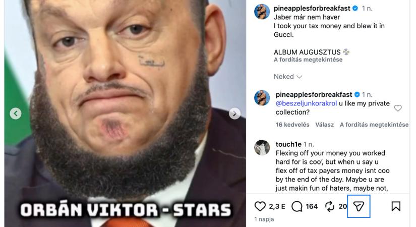 „Jaber már nem haver” – adófizetői pénzek Guccira váltásával poénkodik az Orbán-span rapper