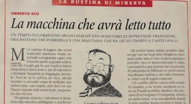 Az olasz értelmiség is bedőlt a mesterséges intelligencia Umberto Eco-cikkének