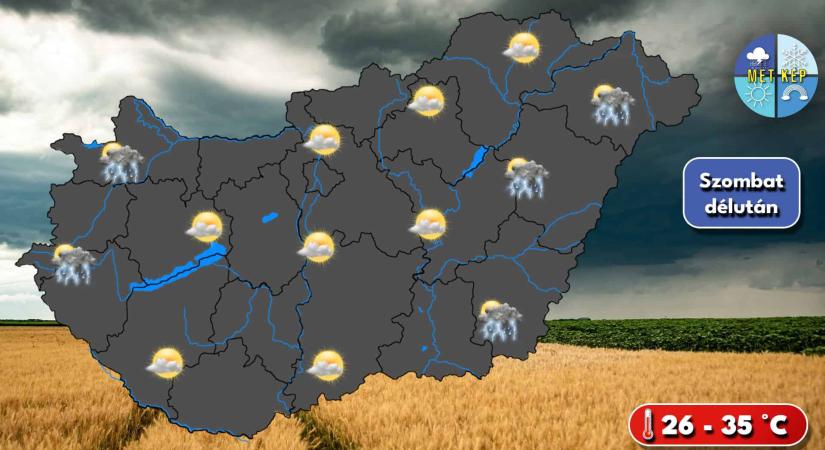 Szombaton helyenként záporok, zivatarok is kialakulhatnak