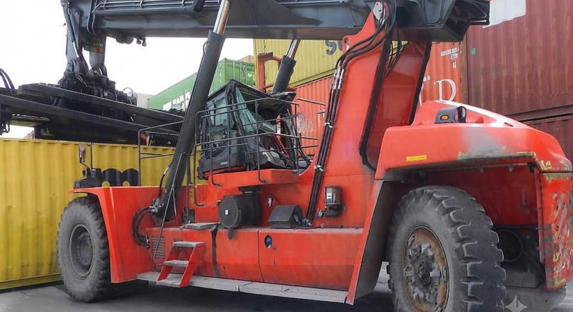 Kamionfülkére zuhant egy 27 tonnás konténer a csepeli logisztikai központban, a sofőr szörnyethalt