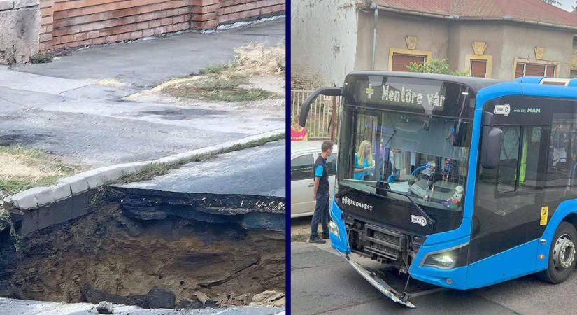 Beszakadt az aszfalt a 40 utast szállító BKK-busz alatt: hirtelen kellett leszállnia mindenkinek