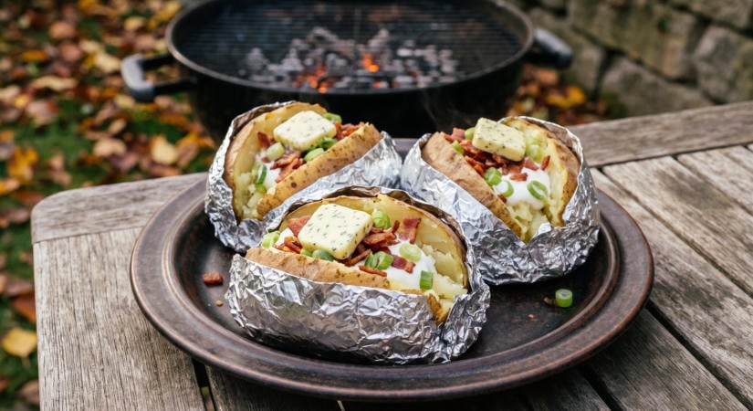 Fóliában sült burgonya cajun fűszervajjal a grillen