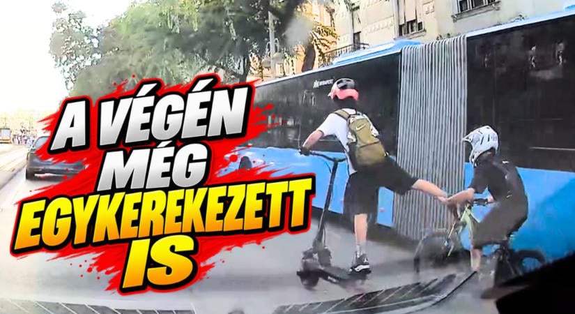 Cirkuszi mutatványnak sem volt gyenge, amit a srácok műveltek a Nagykörúton – videón a furcsa jelenet