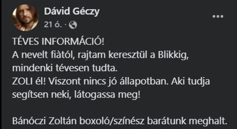 Téves információ terjed a Barátok közt sztárjáról: életben van a színész