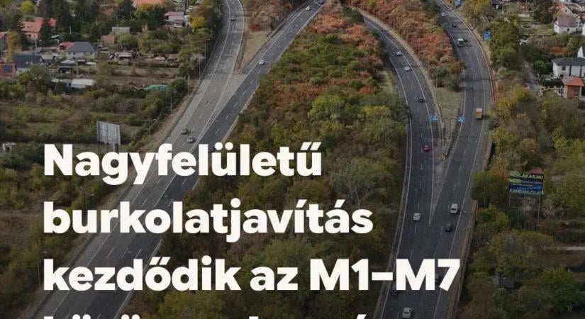 Burkolatjavítás kezdődik az M1-M7 közös szakaszán