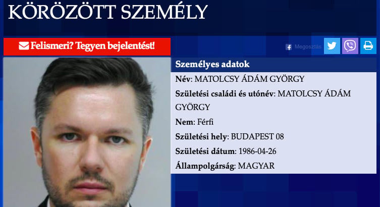 A rendőrség elfogatóparancsot adott ki Matolcsy Ádám ellen