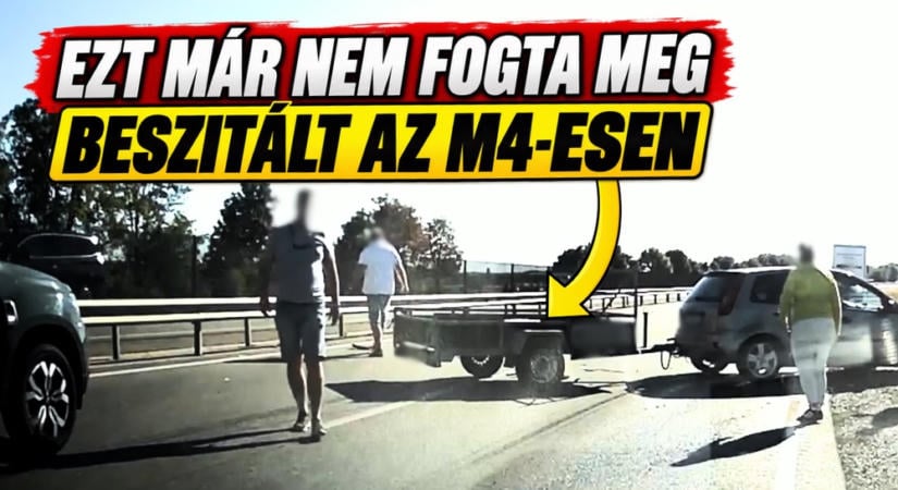 Kamionnak és szalagkorlátnak ütközött, miután beszitált az utánfutó – a kamera mindent felvett