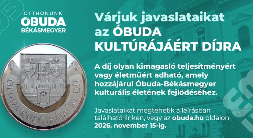 Várjuk javaslataikat az Óbuda Kultúrájáért Díjra!