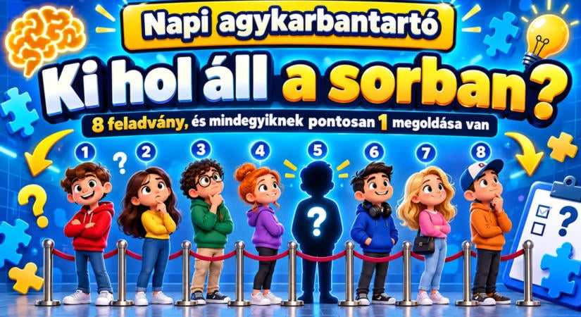 Napi agykarbantartó: ki hol áll a sorban? Nyolc feladvány, és mindegyiknek pontosan egy megoldása van