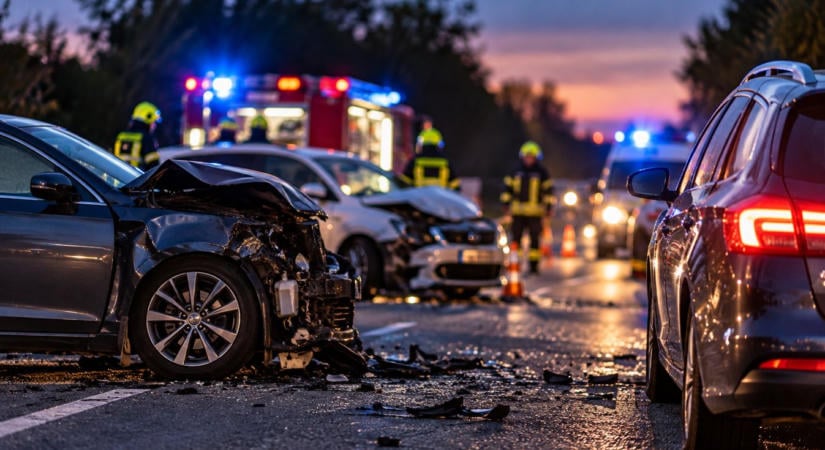 Három autó ütközött a 66-os főúton Szentbalázsnál