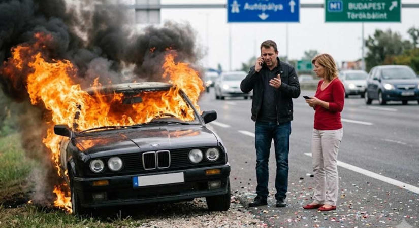 Lángolt egy autó az M0-son: Hatalmas dugó alakult ki Törökbálintnál