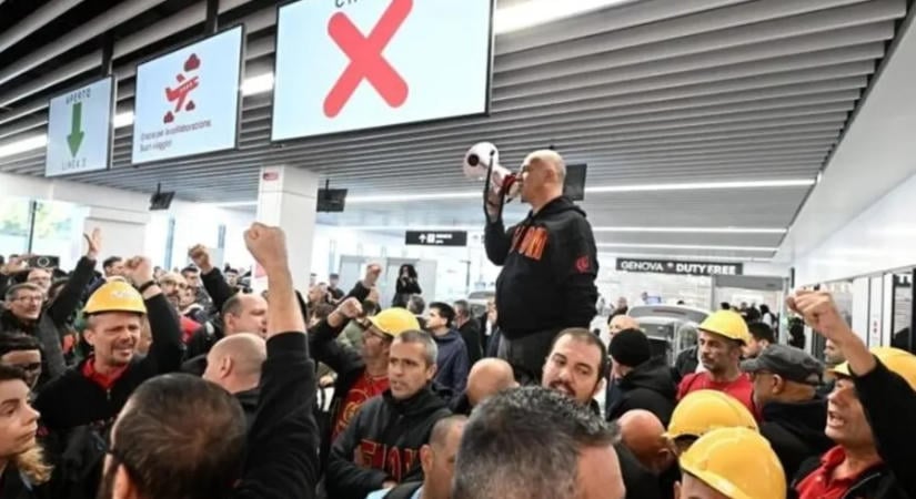 Elfoglalták a genovai repülőteret a tüntetők, a munkahelyeikért harcolnak