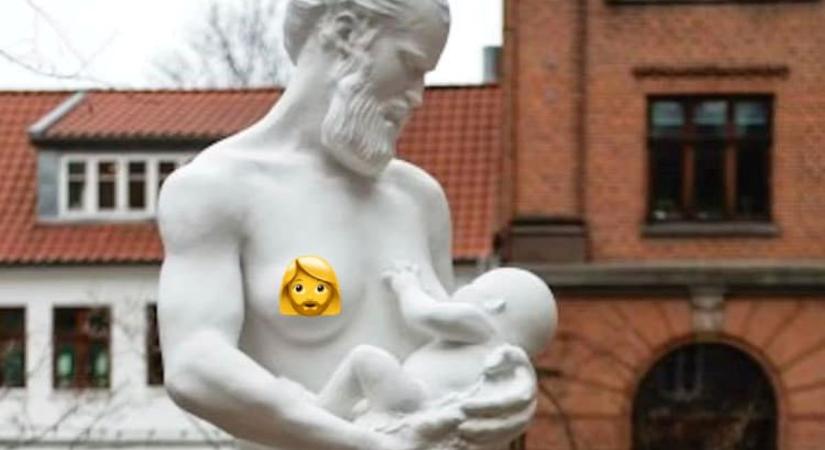Gendermúzeum nyílt Dániában, kisbabát szoptató szakállas férfi szobor is található benne