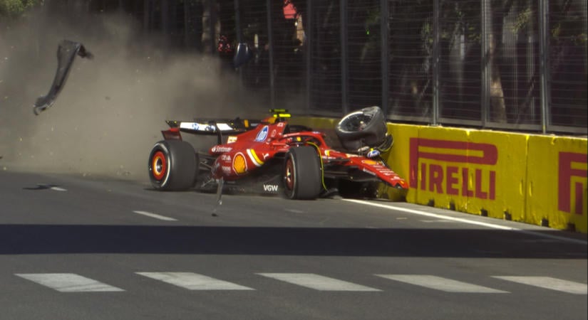A baleset, ami feldúlta Bakut: videón Pérez és Sainz ütközése 2024-ből