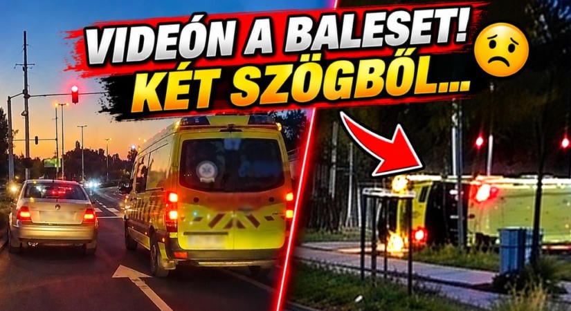 Két szögből is megkaptuk a mentőbaleset felvételét – így ütközött és borult fel a mentő a Gyáli úton