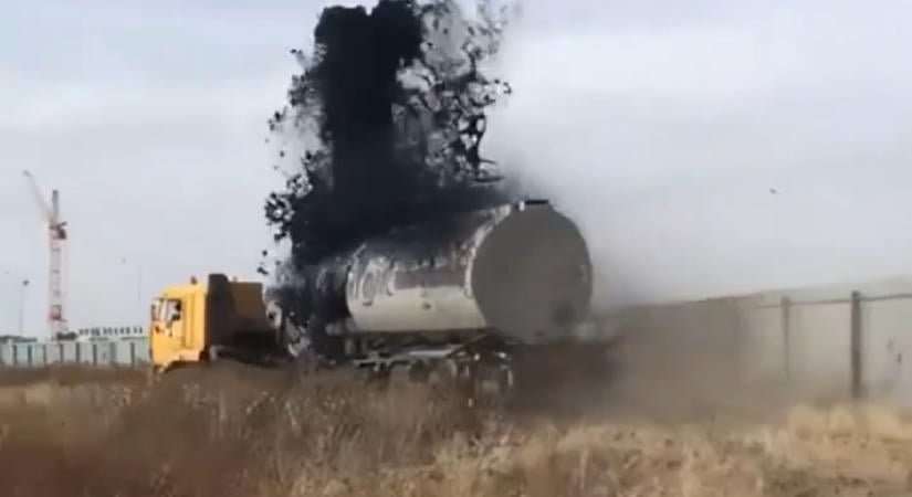 Gejzírként tört ki a tartályból a bitumen a buta hiba miatt