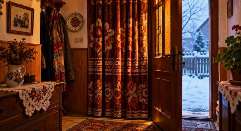 Nagyanyáink novemberben vastag függönyt akasztottak a bejárati ajtó mögé, és nem díszítésből