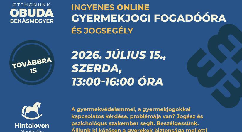 Júliusban online érhető el az ingyenes gyermekjogi fogadóóra a harmadik kerületiek részére