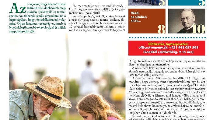 A nagyszülők és idősek világnapjára jelenik meg a Remény hetilap új száma