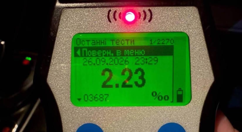 Ittasan vezetett Ungváron egy férfi, 2,23 ezreléket mutatott a Dräger
