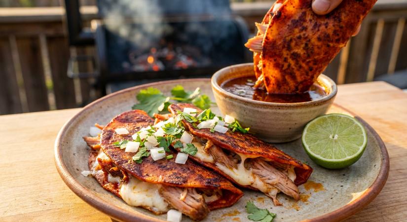 Füstölt pulykacomb birria taco - a mexikói klasszikus, amit mártogatni kell
