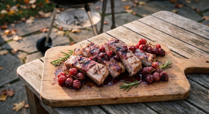 Tarjacsíkok a grillen szőlős-rozmaringos mázzal