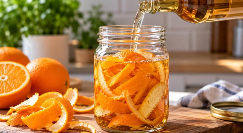 Nagyon jó trükk, mindig elkészítem! Tegyél egy befőttesüvegbe narancshéjat és önts rá ecetet