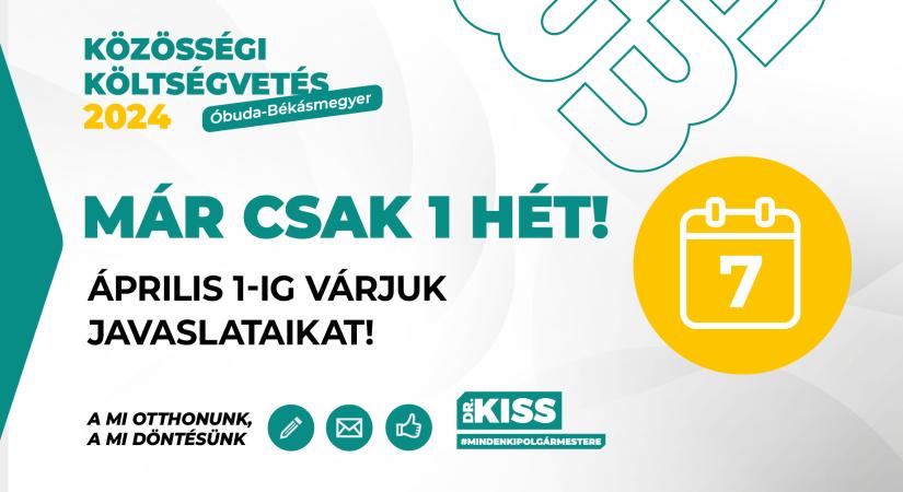 Már csak egy hétig lehet javaslatokat küldeni a Közösségi Költségvetés 2024-es kampányában