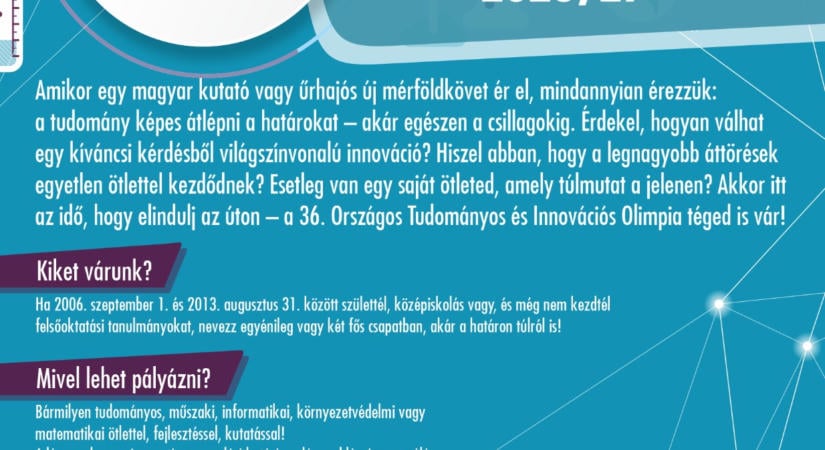 Jön a 36. Országos Tudományos és Innovációs Olimpia (OTIO)!