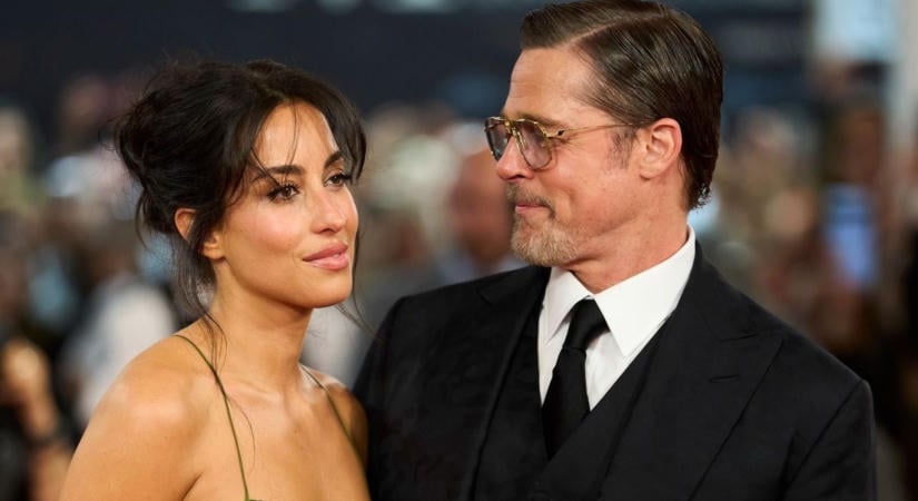 Brad Pitt le sem vette a kezét fiatalabb szerelméről: Ines de Ramon zöld csipkeruhában tündökölt mellette