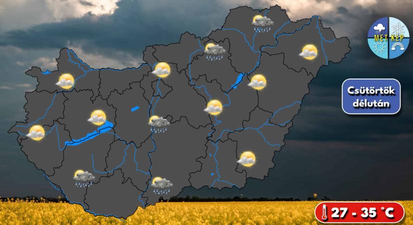 Csütörtökön is számíthatunk záporokra, zivatarokra