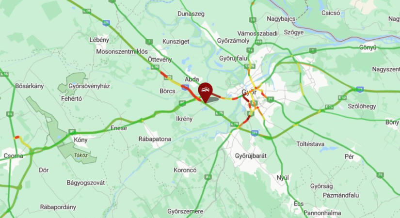 Négy autó ütközött az M1-esen Győrnél, több kilométeres a torlódás