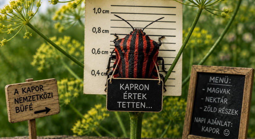 Piros-fekete „rabruhás” poloska ül a kapron? Feltűnőbb már nem is lehetne