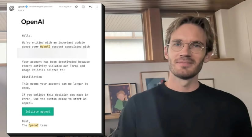 PewDiePie-t kétszer kitiltotta az OpenAI, mert az ő modelljüket használta a saját AI modellje tanításához